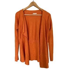 Eileen Fisher Cardigan Women's Sz S Orange Sweater Linen Cotton Boho Lightweight
